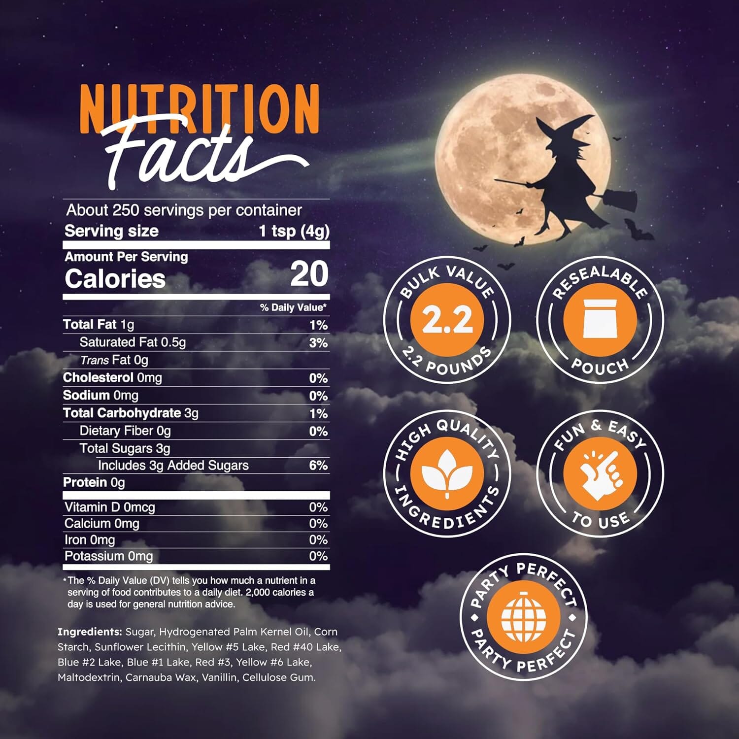 Snackathon Sprinkles for Baking & Decorating, Halloween Sprinkles, 2.2 LB Bulk Spooky Jimmies in Resealable Pouch – Orange, Black, Purple & White Colors for Cupcakes, Cookies, and Treats