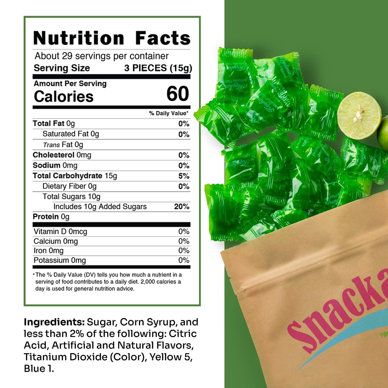 Snackathon Starlight Candy, Individually Wrapped, Key Lime 6 Pound