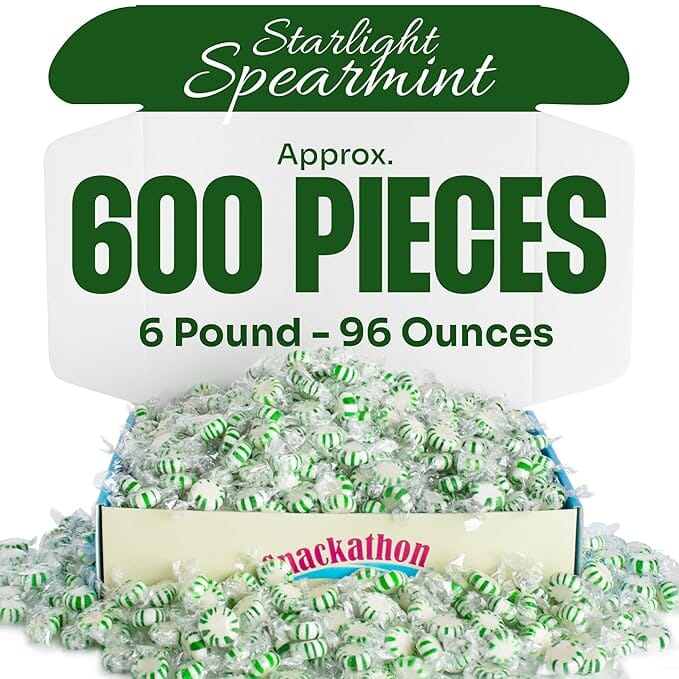 Snackathon Starlight Candy, Individually Wrapped, Spearmint, 6 Pound