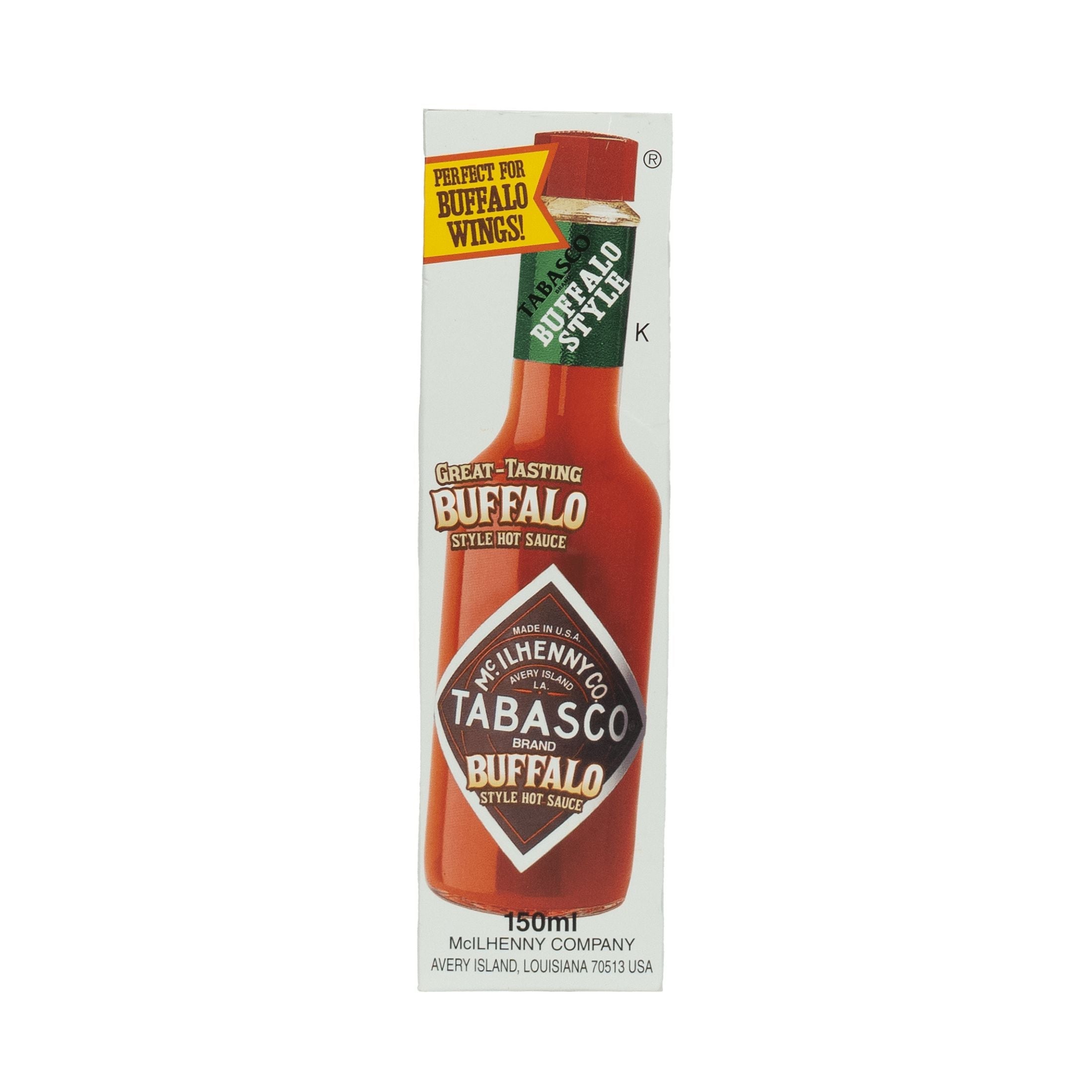 Tabasco Buffalo Style Hot Sauce, 5oz, Good for Wings, Fish Free, Shelf Stable, Liquids, Glass Bottle