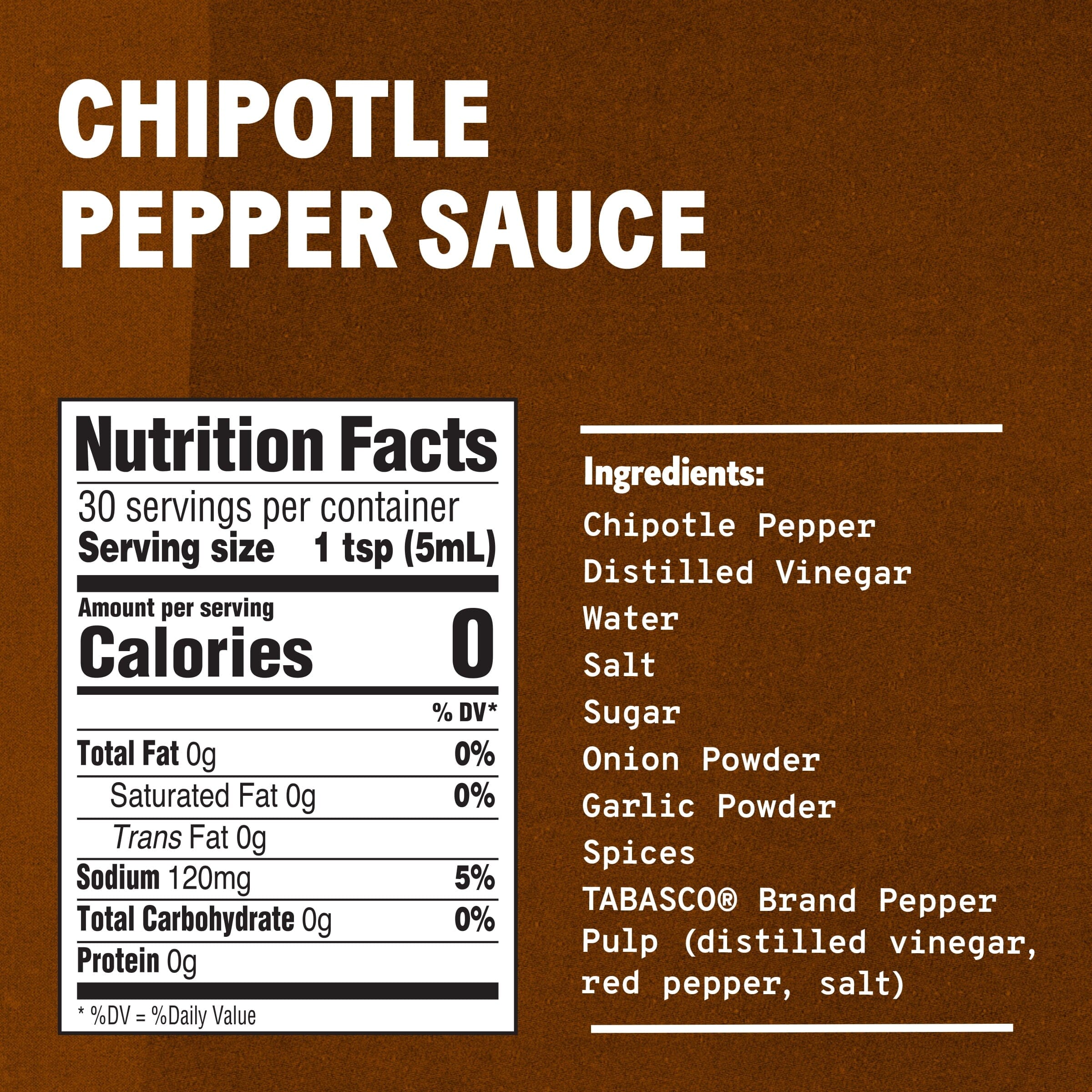 Tabasco Chipotle Pepper Sauce, 5 oz Regular Glass Bottle Containing Liquid Hot Sauce, Gluten Free