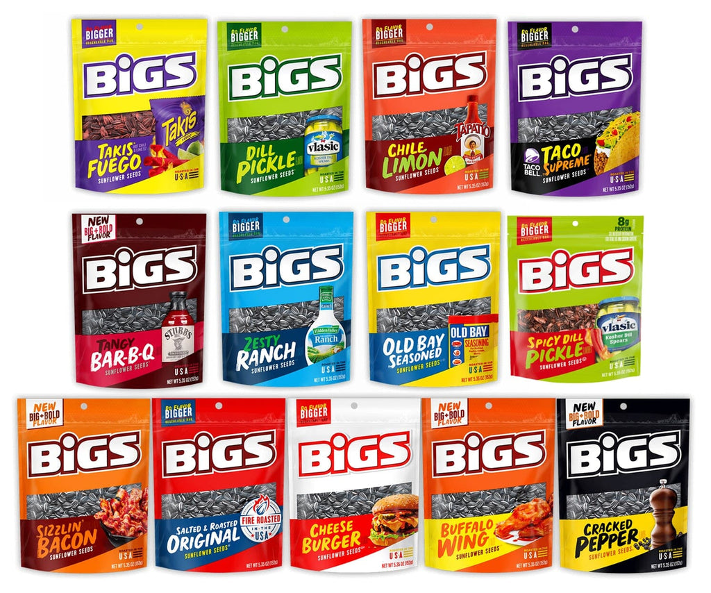 BIGS Sunflower Seeds Variety Pack, 13 Flavors, 5.35 Ounce Each, 1 Bag per Flavor