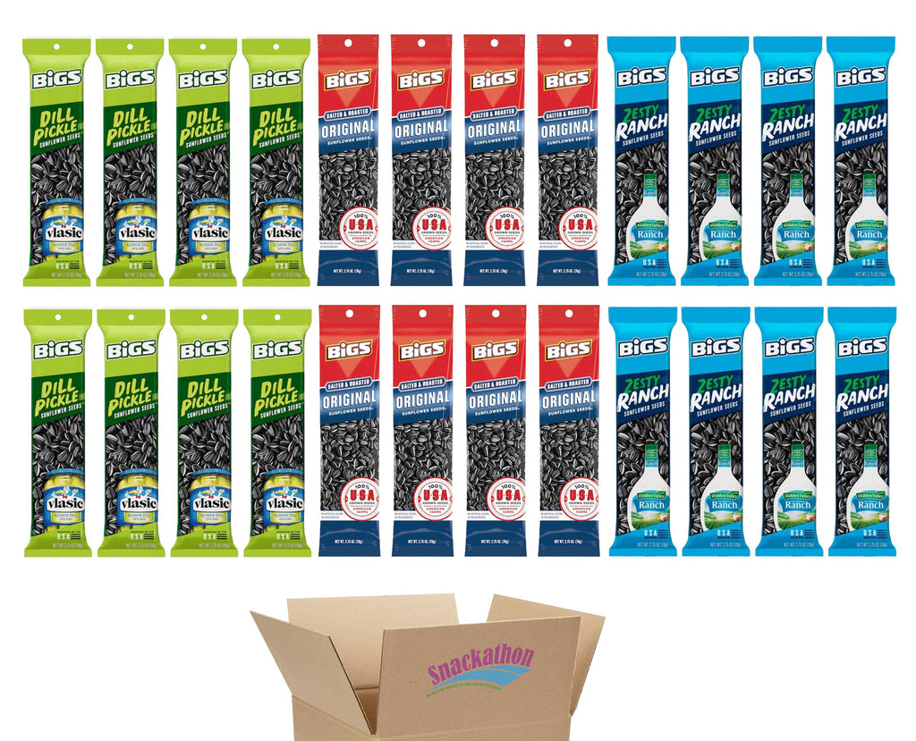 BIGS Sunflower Seeds Variety Pack (Original, Dill Pickle, Zesty Ranch), 2.75 Ounce Each, 8 per Flavor (Pack of 24)