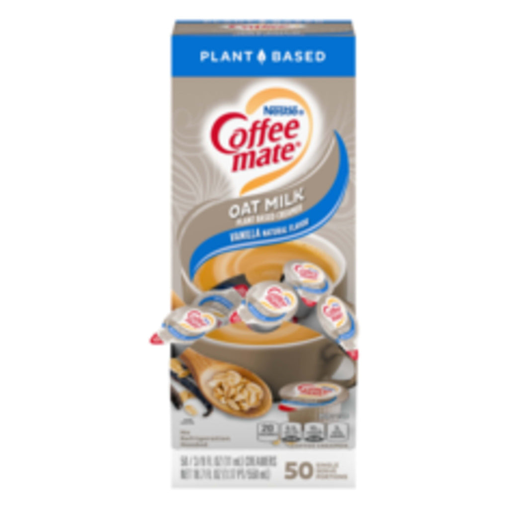 Coffee mate Plant Based Oat Milk Vanilla Non-Dairy Creamer, 0.375 fl oz, 50 Count Tubs