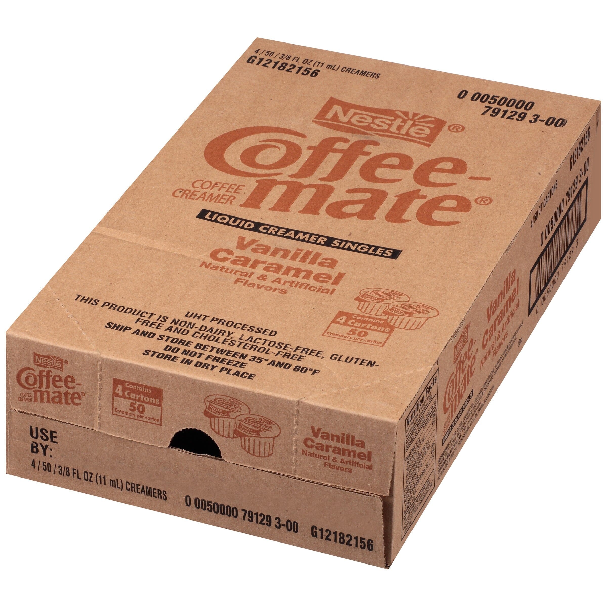 Coffee Mate Vanilla Caramel Liquid Coffee Creamer Singles, Lactose-Free Creamer, 0.375 Fl Oz, 50 Ct
