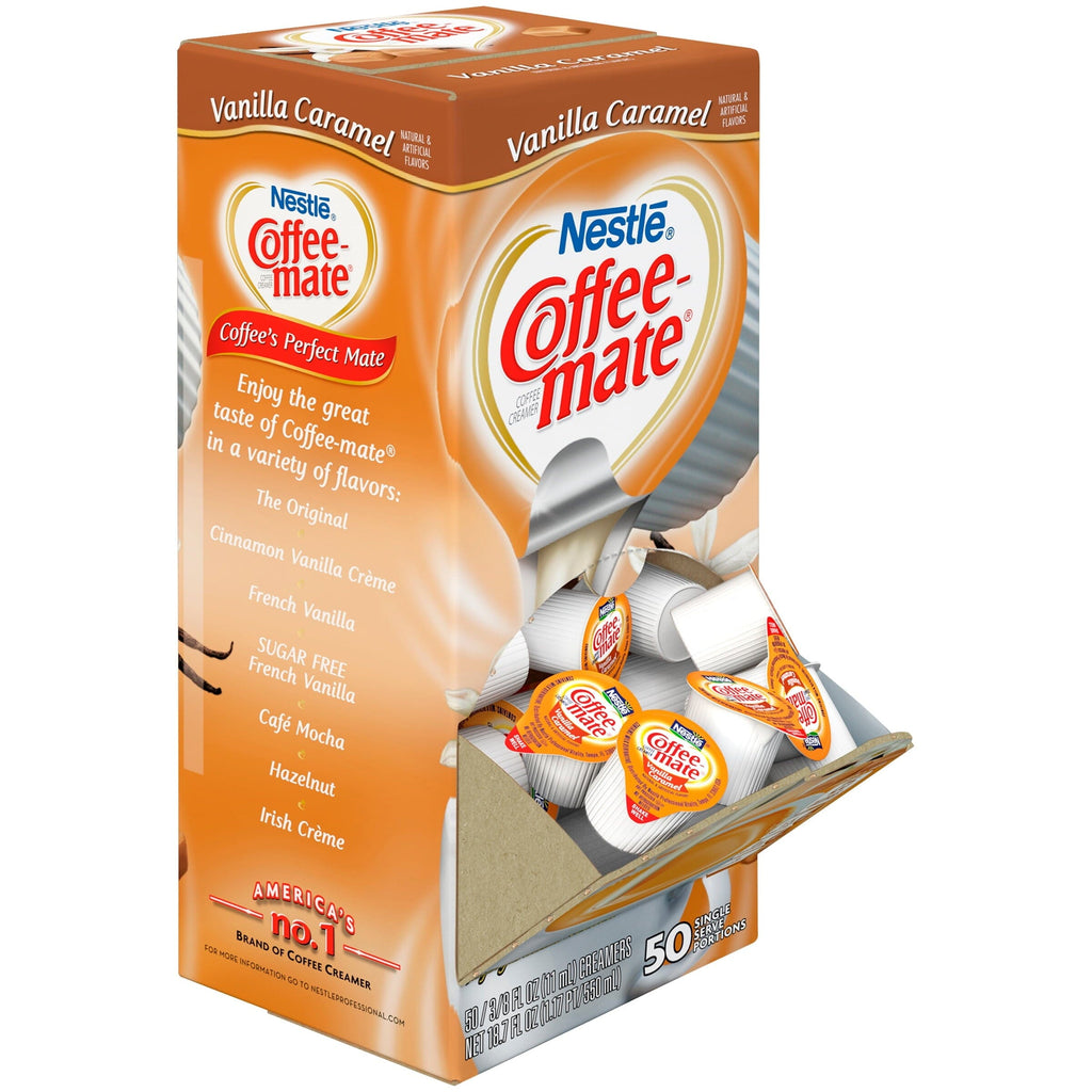 Coffee Mate Vanilla Caramel Liquid Coffee Creamer Singles, Lactose-Free Creamer, 0.375 Fl Oz, 50 Ct