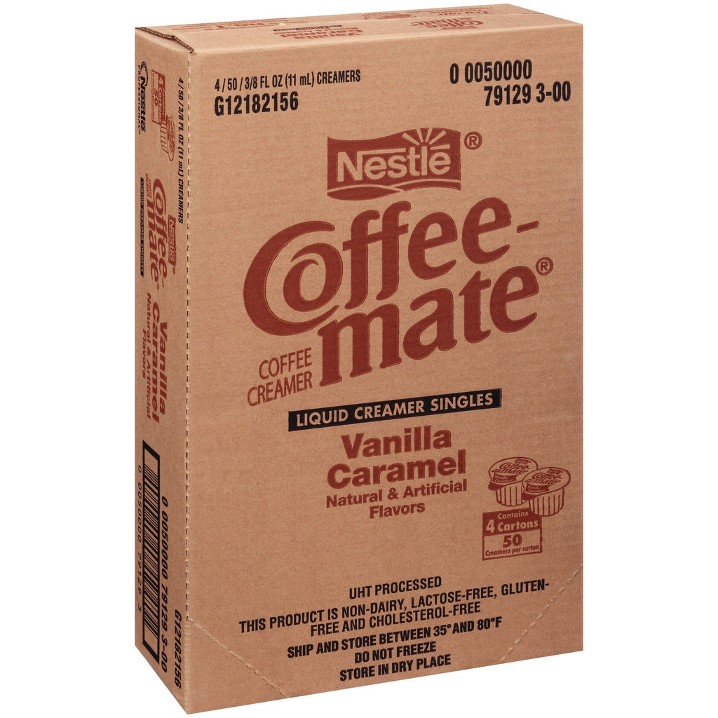 Coffee Mate Vanilla Caramel Liquid Coffee Creamer Singles, Lactose-Free Creamer, 0.375 Fl Oz, 50 Ct