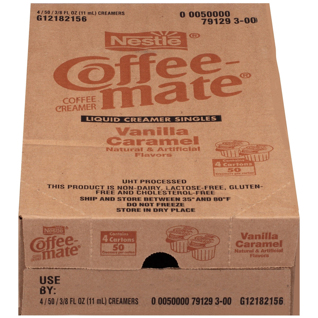 Coffee Mate Vanilla Caramel Liquid Coffee Creamer Singles, Lactose-Free Creamer, 0.375 Fl Oz, 50 Ct