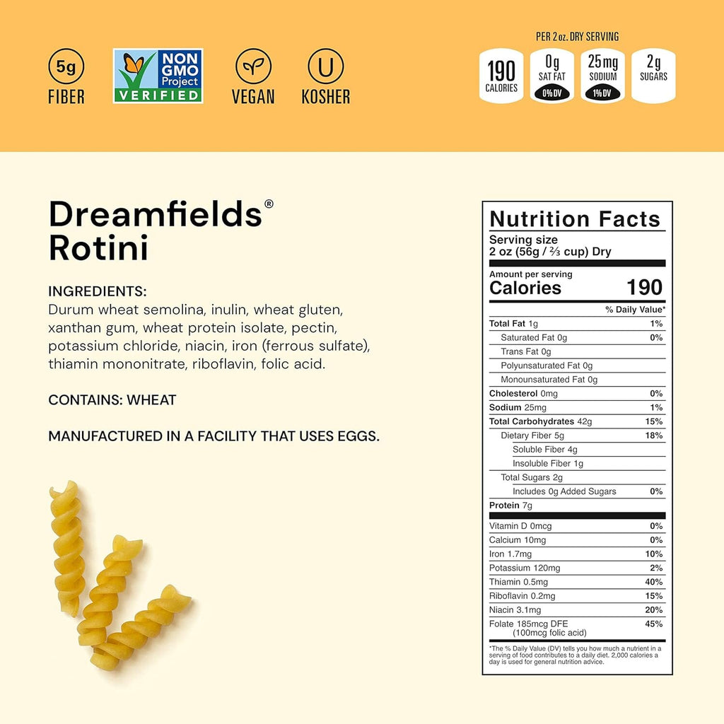 Dreamfields Pasta Healthy Carb Living, Rotini, 13.25Ounce Boxes