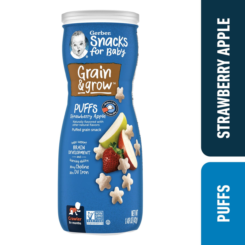 Gerber Stage 3 Baby Food, Strawberry Apple Puffs, 1.48 oz Canister