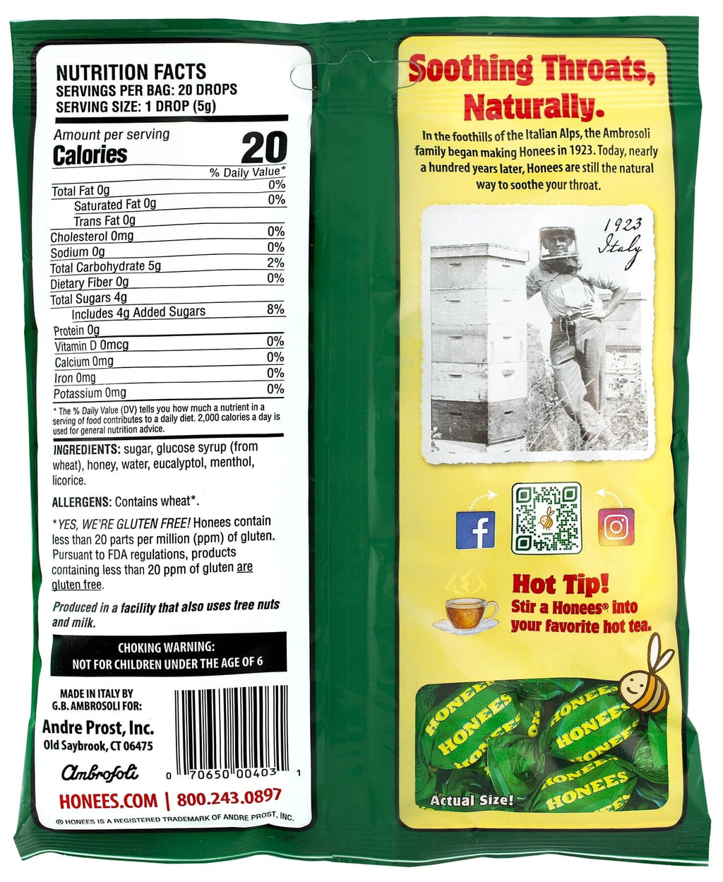 Honees Honey Menthol Drops,  20 Drops