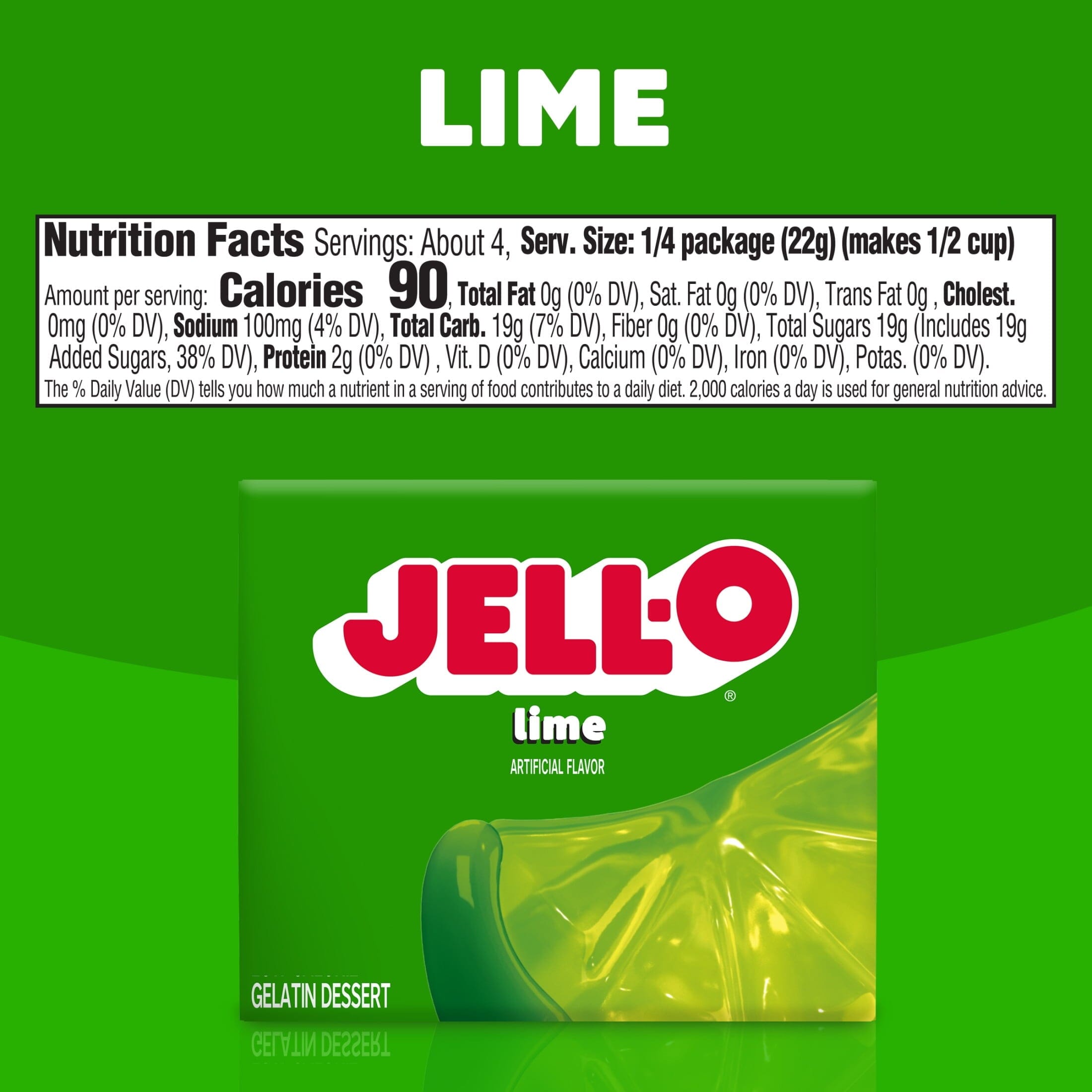 Jell-O Lime Gelatin Dessert Mix, 3 oz Box