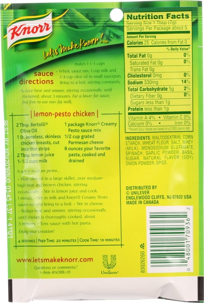 Knorr Creamy Pesto Pasta Sauce Mix, 1.2 oz