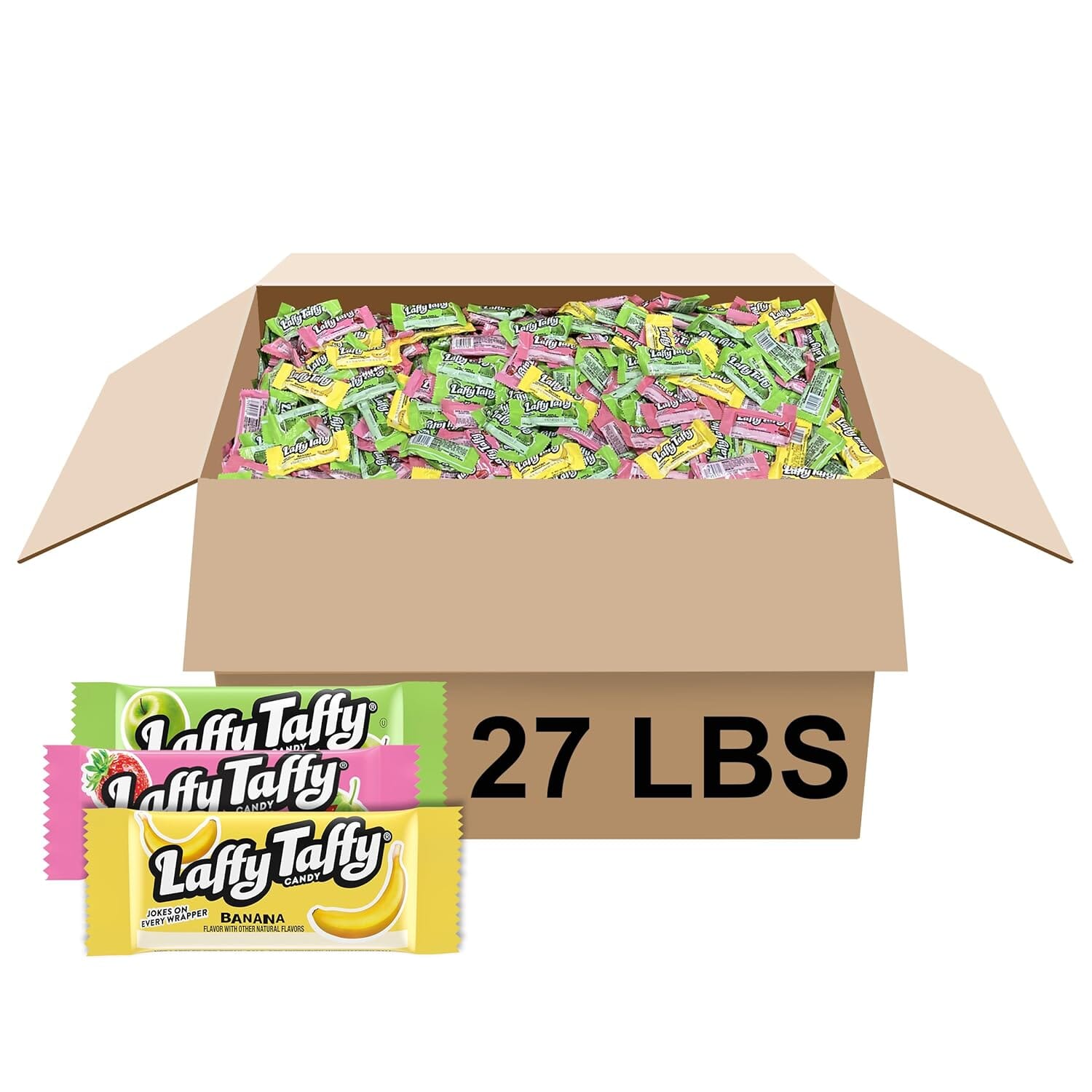 Laffy Taffy Assorted Mini Bars, Individually Wrapped, Bulk Candy, 27 Pounds