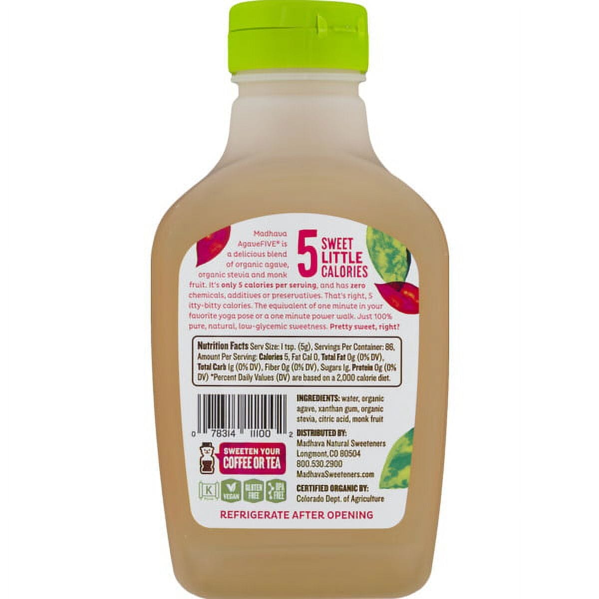 Madhava Organic Agave Five Low-Glycemic Sweetener, 16 oz Bottle