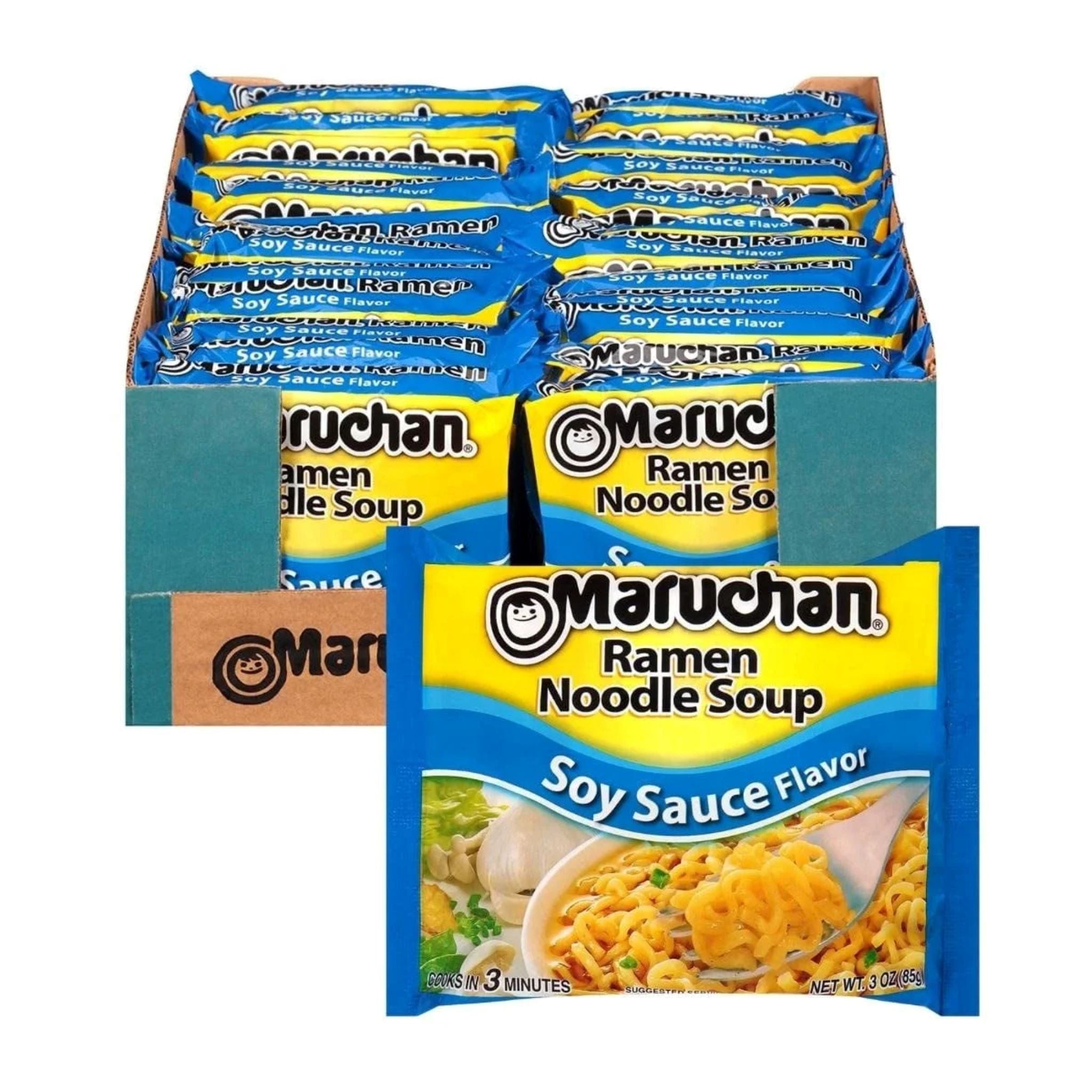 Maruchan Ramen Soy Sauce Flavored Ramen Noodle Soup, 3 Ounces (Pack of 24)