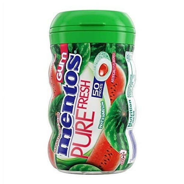 Mentos Pure Fresh Sugar-Free Chewing Gum With Xylitol, Watermelon, 50 Piece Bottle