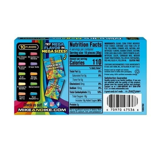 Mike & Ike Chewy Candy, Theater Box Variety Pack, 4 Flavors (Original, Mega, Tropical, Berry), 3 Boxes each Flavor, 12 Boxes Total, 4.25 Ounce each Box