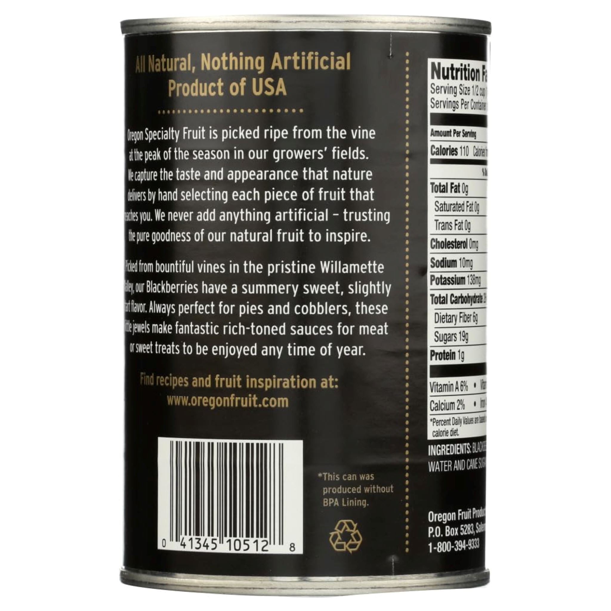 Oregon Fruit Blackberries in Light Syrup, 15 oz
