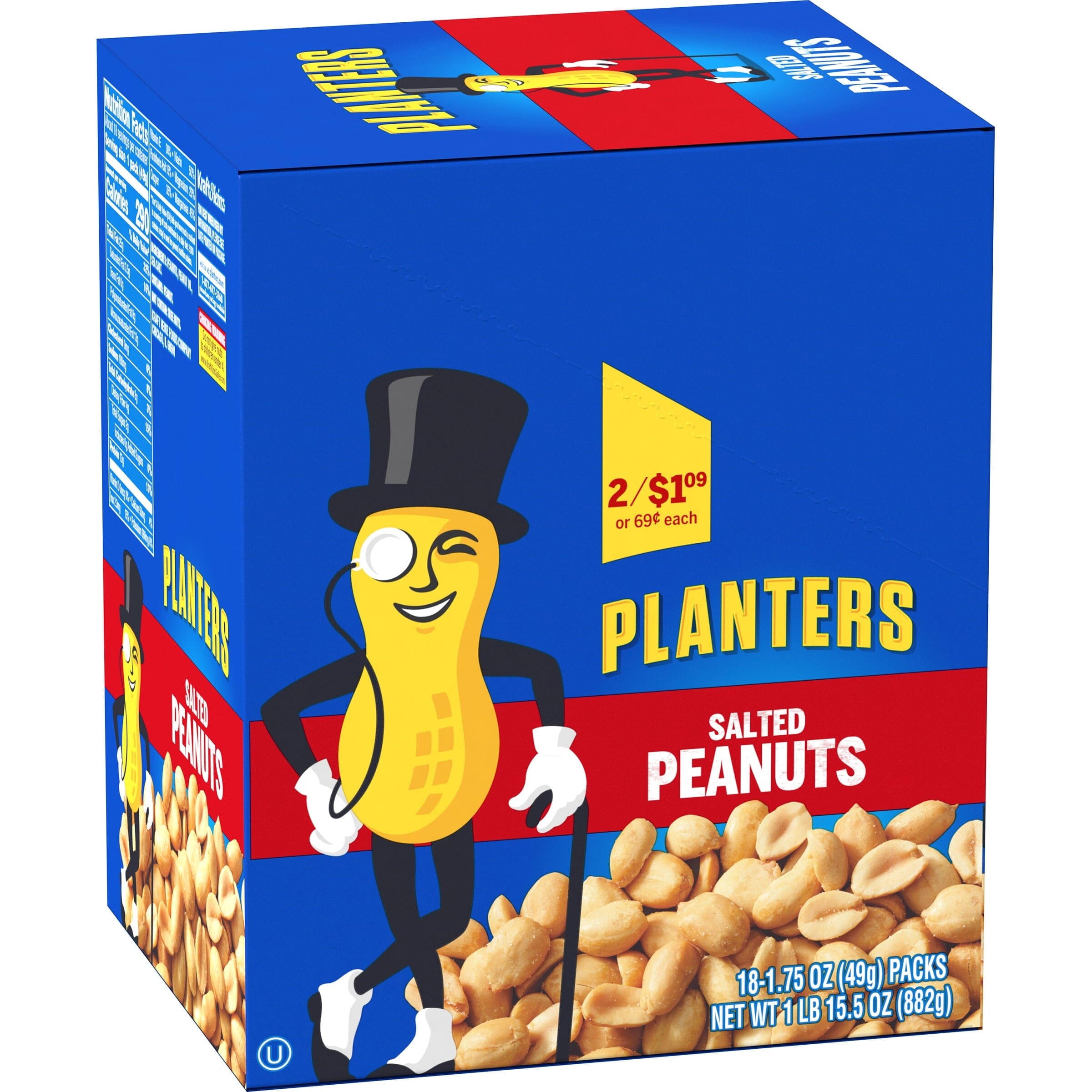 Planters Salted Peanuts, 18 ct Box, 1.75 oz Packs