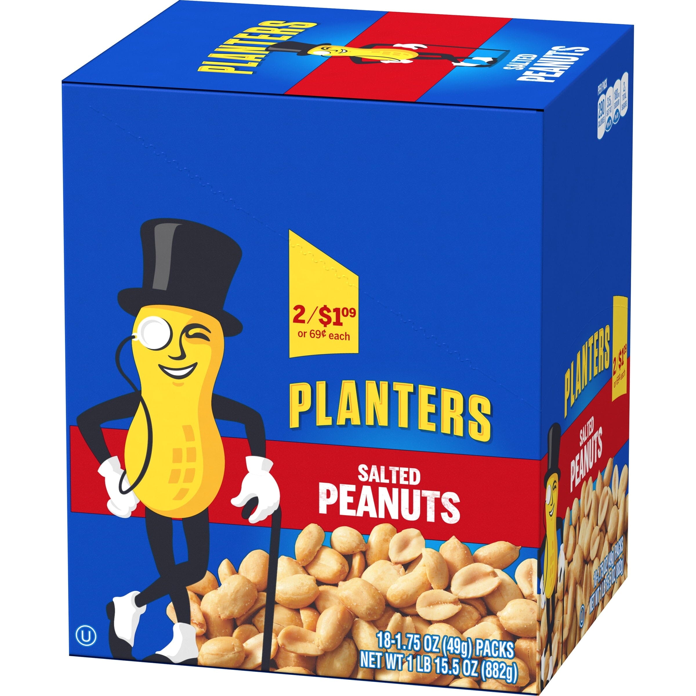 Planters Salted Peanuts, 18 ct Box, 1.75 oz Packs