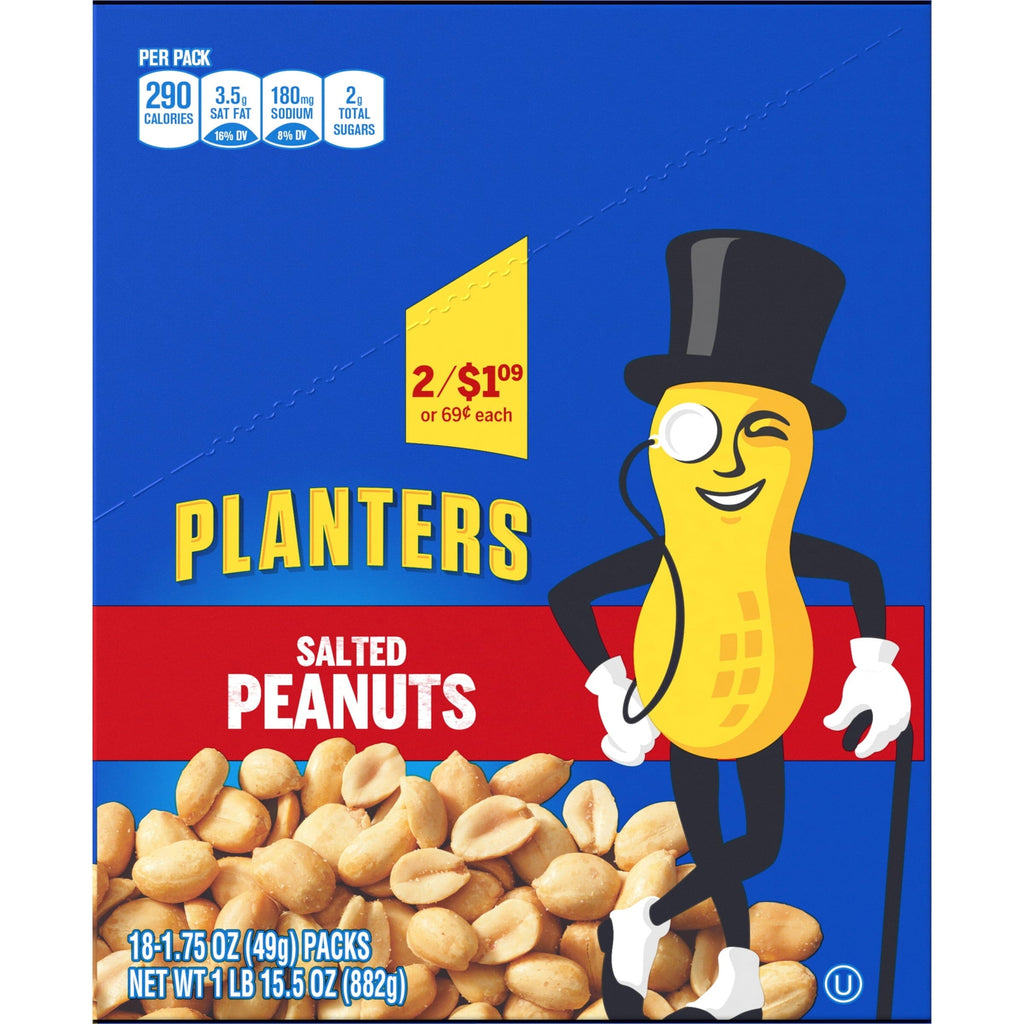 Planters Salted Peanuts, 18 ct Box, 1.75 oz Packs
