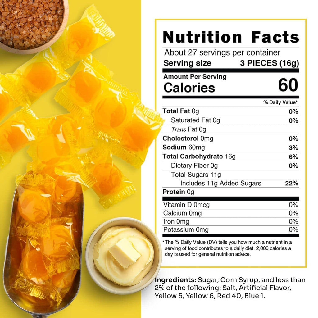 Snackathon Butterscotch Hard Discs Candy – Individually Wrapped Bulk Bags, 4 Pound