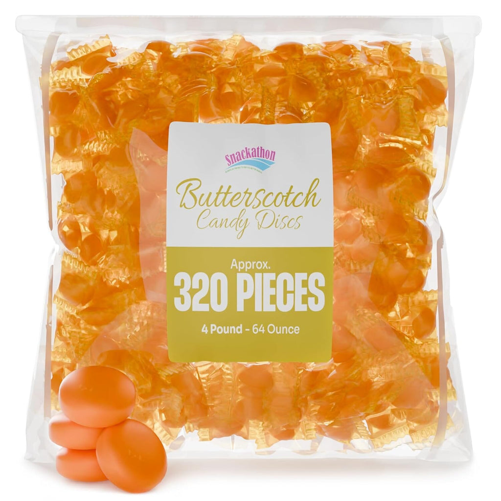 Snackathon Butterscotch Hard Discs Candy – Individually Wrapped Bulk Bags, 4 Pound