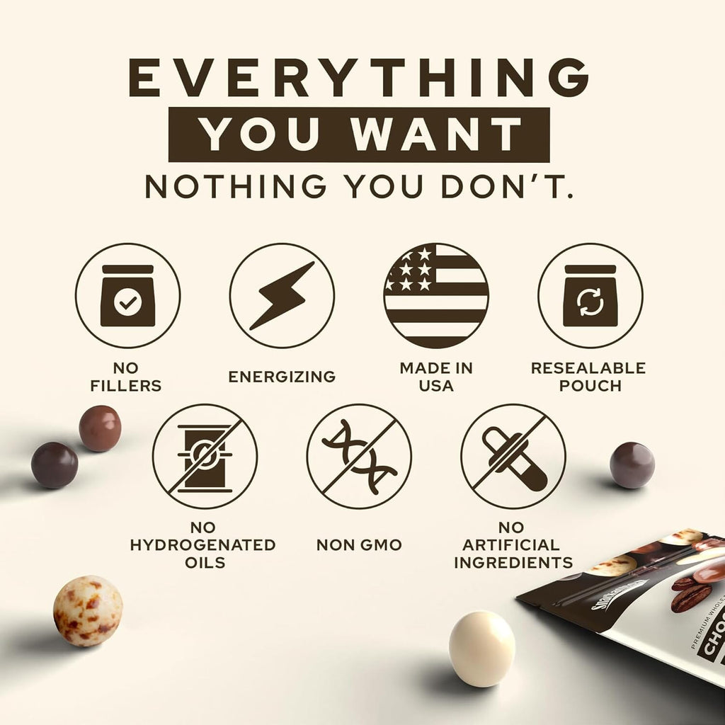 Snackathon Chocolate Covered Espresso Beans, 4 Chocolate Blend, 1 Pound