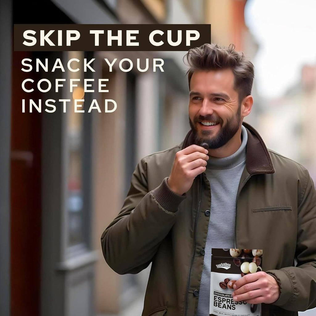 Snackathon Chocolate Covered Espresso Beans, 4 Chocolate Blend, 1 Pound