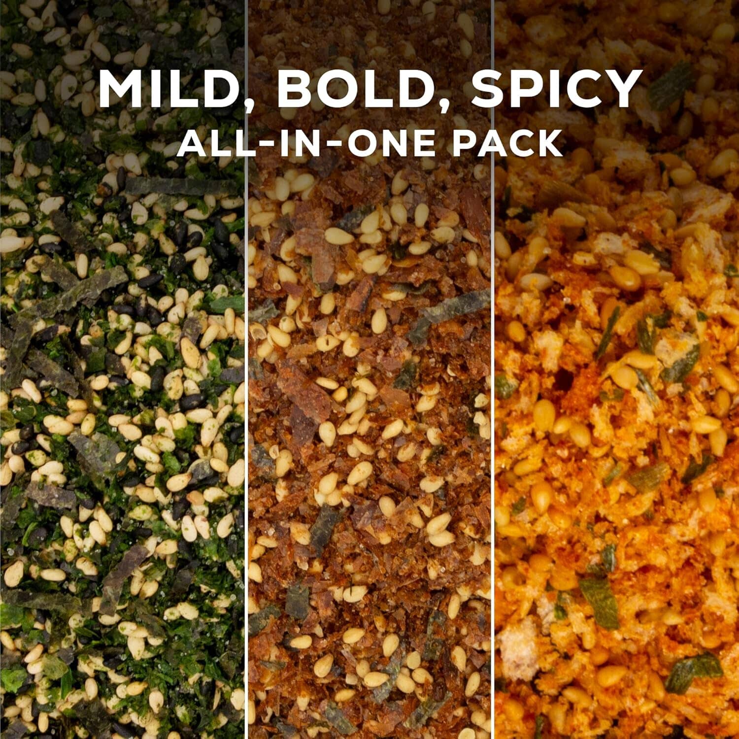 Snackathon Furikake Rice Seasoning, 3-Flavor Bundle (Nori Komi, Katsuo Fumi, Kimchi Flavored)