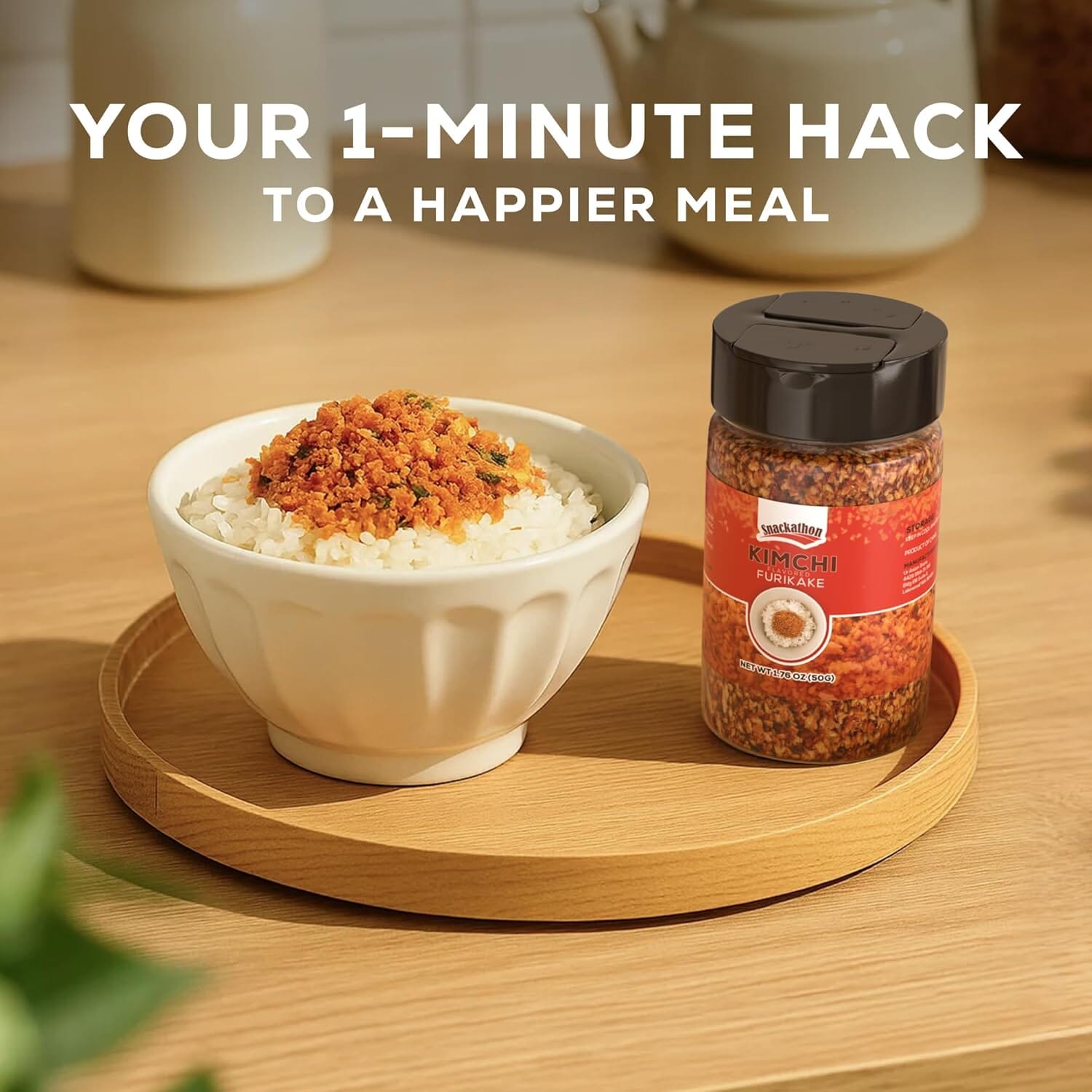 Snackathon Furikake Rice Seasoning, Kimchi Flavored, Japanese Spices Topper for Rice Ball 1.76 oz Jar (Pack of 1)