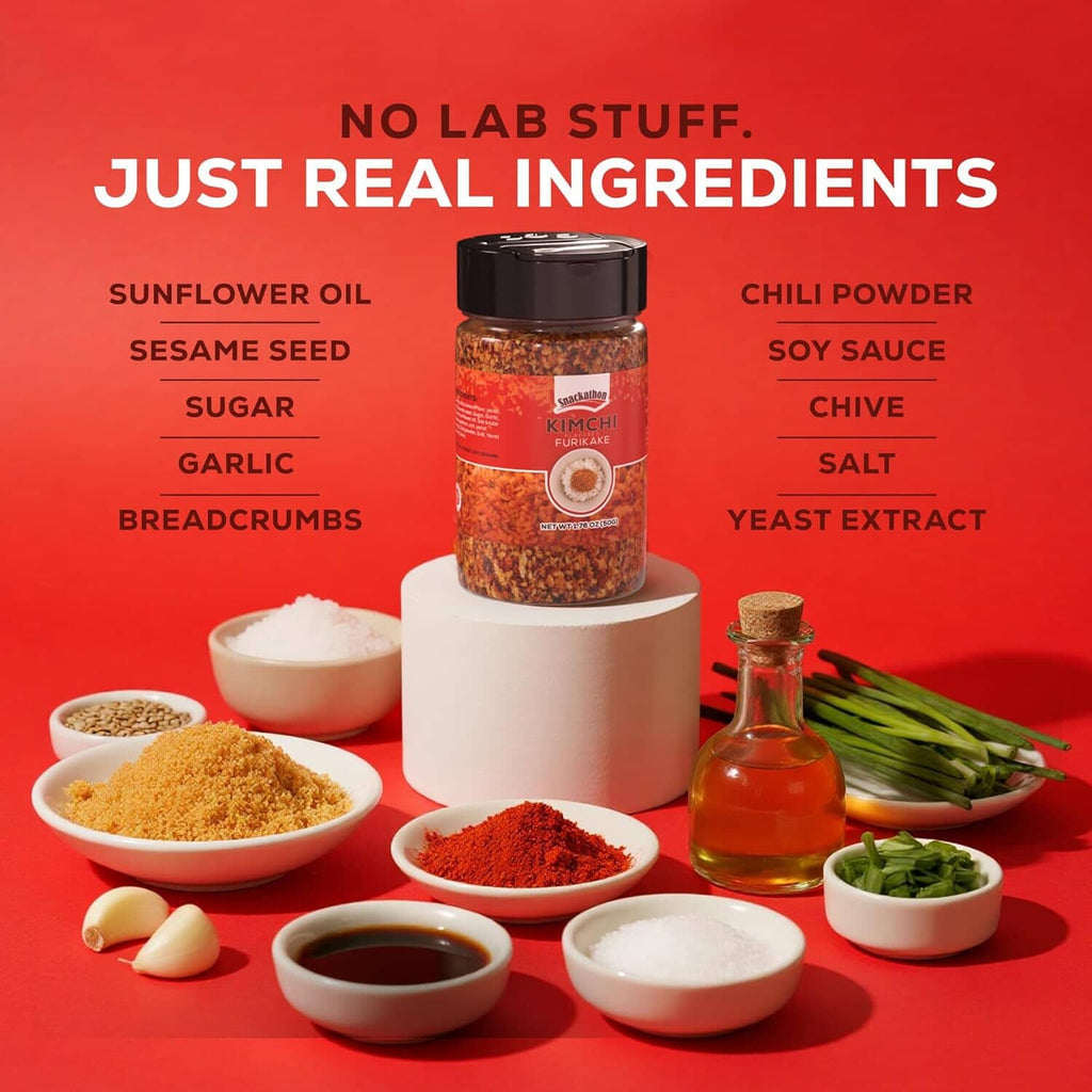 Snackathon Furikake Rice Seasoning, Kimchi Flavored, Japanese Spices Topper for Rice Ball 1.76 oz Jar (Pack of 1)