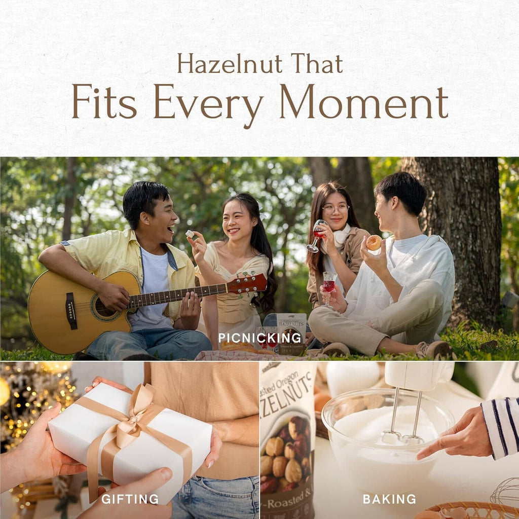 Snackathon Roasted Oregon Hazelnuts, Unsalted, Dry Roasted, Whole Filberts, Premium Natural Nuts Grown in USA, 1 LB Resealable Bag, Healthy Snack, Ideal for Baking, Nut Butters & Recipes