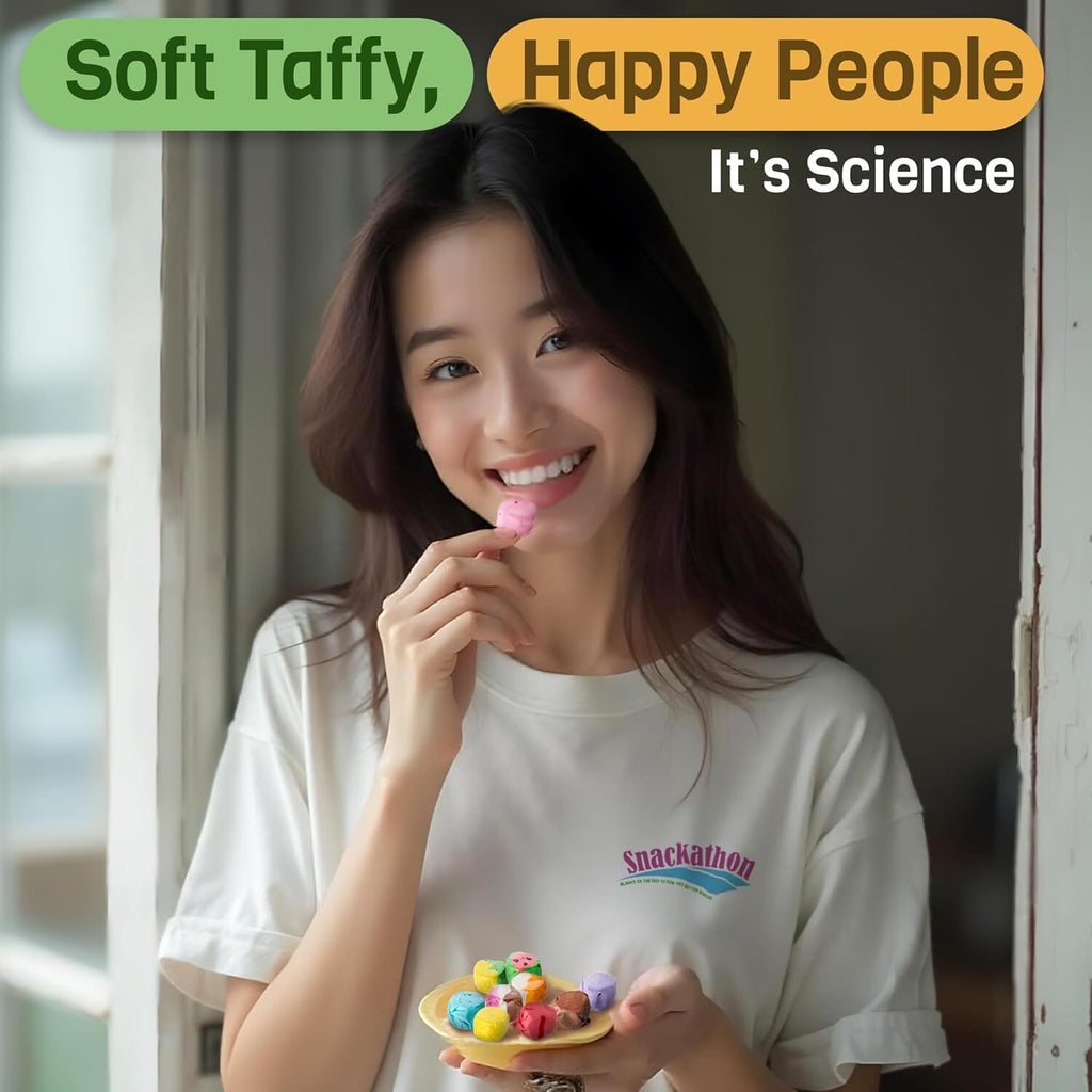 Snackathon Salt Water Taffy Assorted Mix – Flavor Variety, Bulk 2 LB Family Size, Soft & Chewy Gourmet Candy, Individually Wrapped Pieces