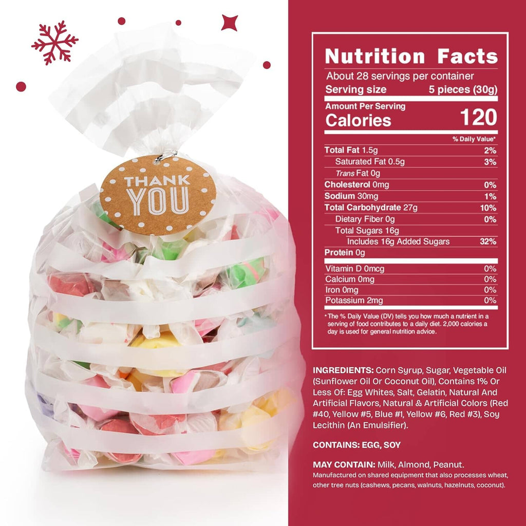 Snackathon Salt Water Taffy Assorted Mix – Holiday Edition, Individually Wrapped Pieces