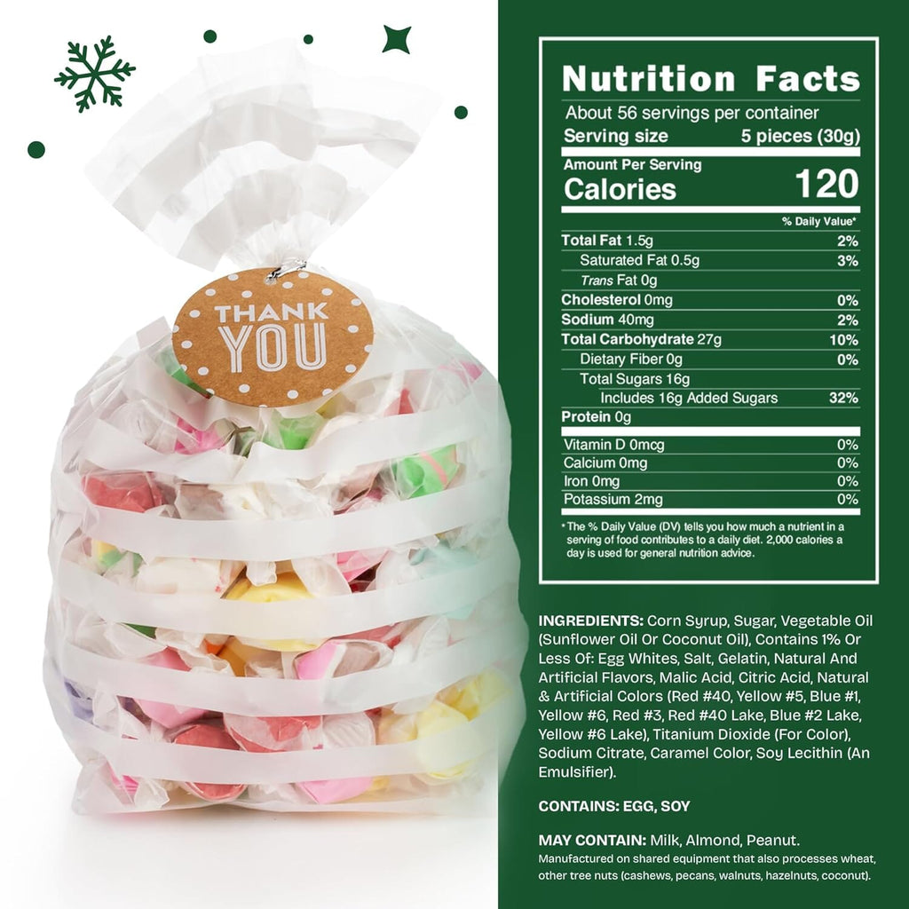 Snackathon Salt Water Taffy Assorted Mix – Holiday Edition, Individually Wrapped Pieces