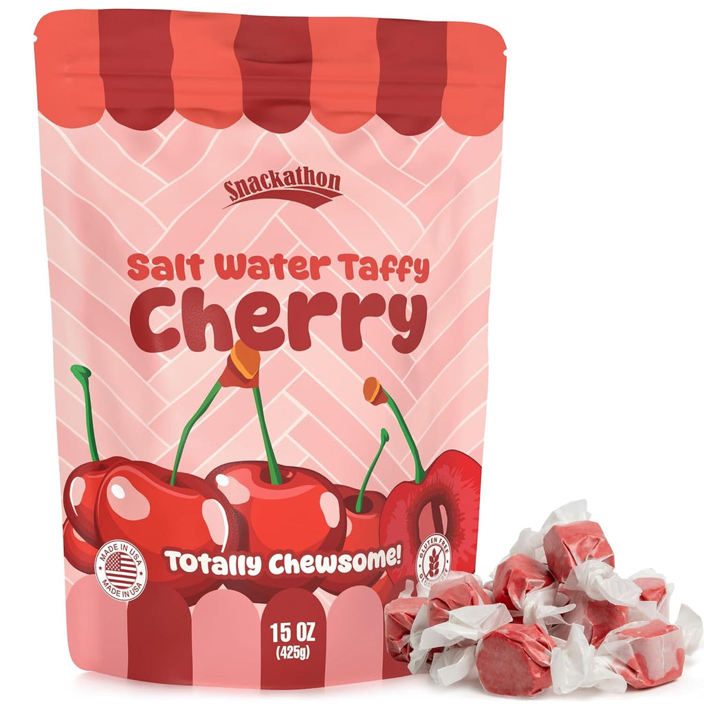 Snackathon Salt Water Taffy Single Flavor, Bulk Individually Wrapped Gourmet Candy, Soft & Chewy Sweet Treats, 15 oz Resealable Bag