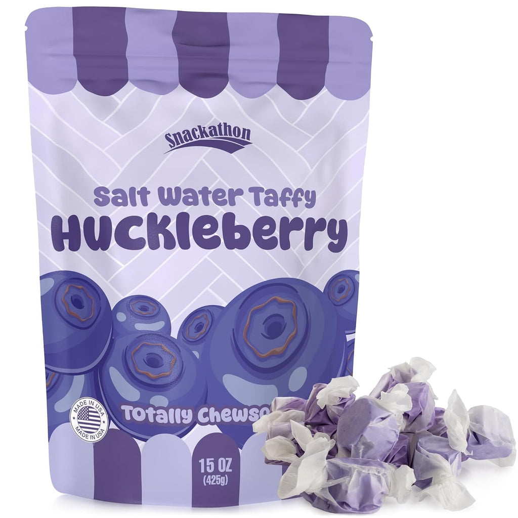 Snackathon Salt Water Taffy Single Flavor, Bulk Individually Wrapped Gourmet Candy, Soft & Chewy Sweet Treats, 15 oz Resealable Bag