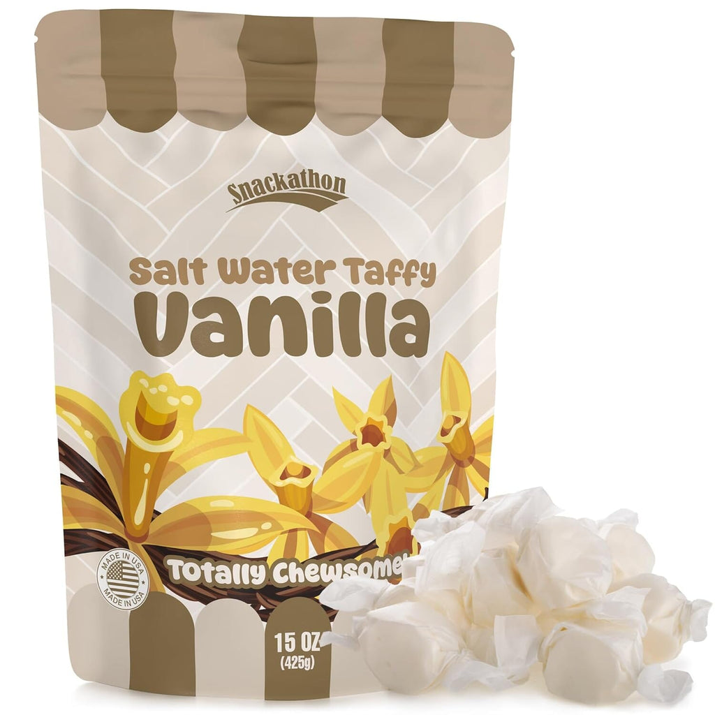 Snackathon Salt Water Taffy Single Flavor, Bulk Individually Wrapped Gourmet Candy, Soft & Chewy Sweet Treats, 15 oz Resealable Bag