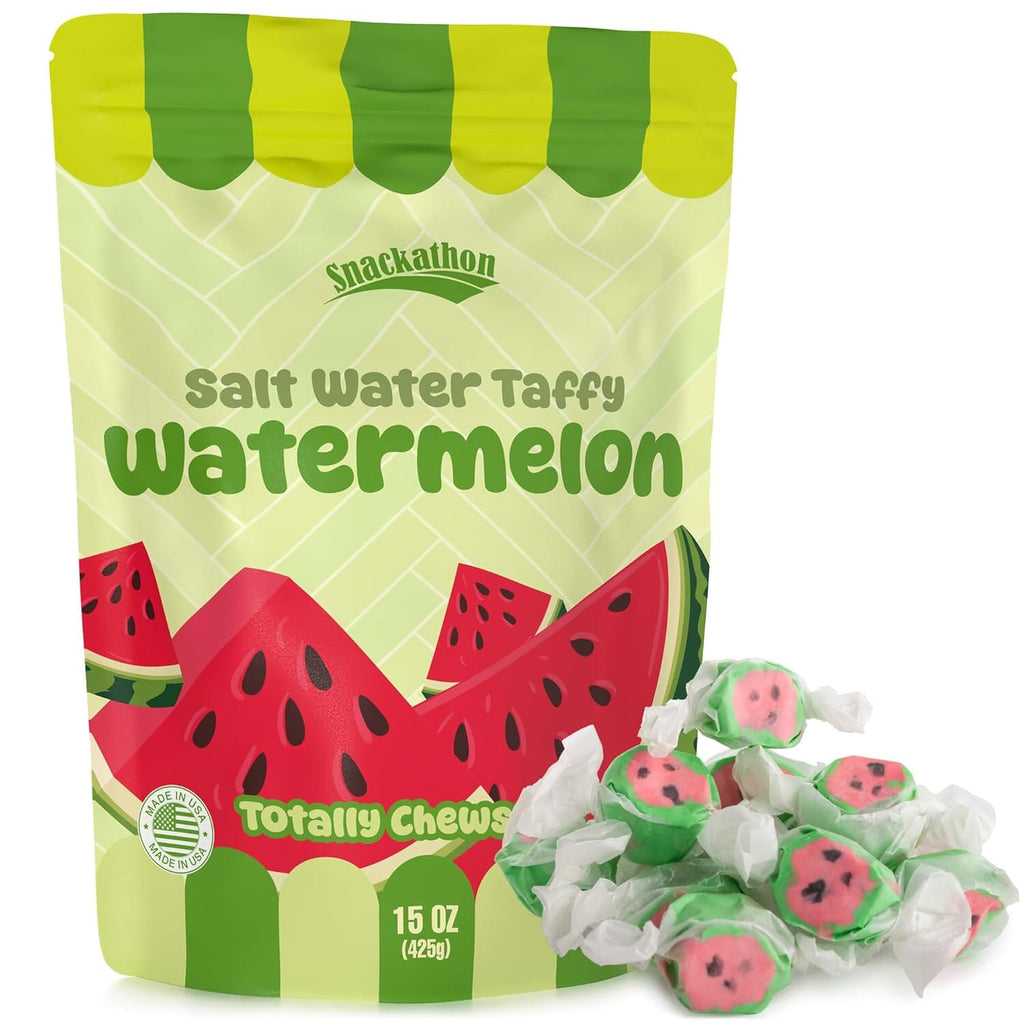Snackathon Salt Water Taffy Single Flavor, Bulk Individually Wrapped Gourmet Candy, Soft & Chewy Sweet Treats, 15 oz Resealable Bag
