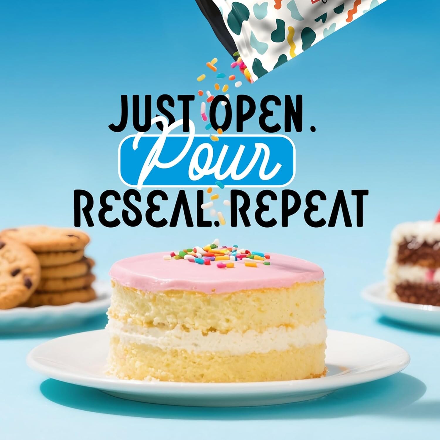 Snackathon Sprinkles for Baking & Decorating, Rainbow Sprinkles, 2.2 LB Bulk Rainbow Jimmies in Resealable Pouch