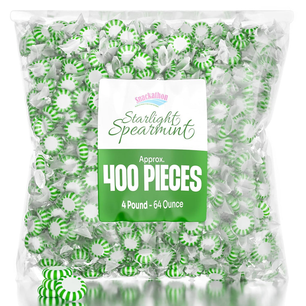 Snackathon Starlight Spearmint Candy – Individually Wrapped Mints (4 Pound Bag)