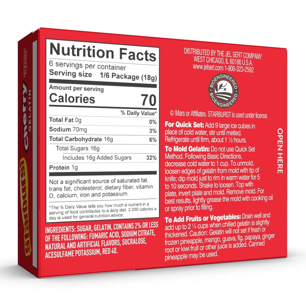 Starburst Cherry Gelatin Mix, 6 Servings, 3.91 oz Cardboard Box