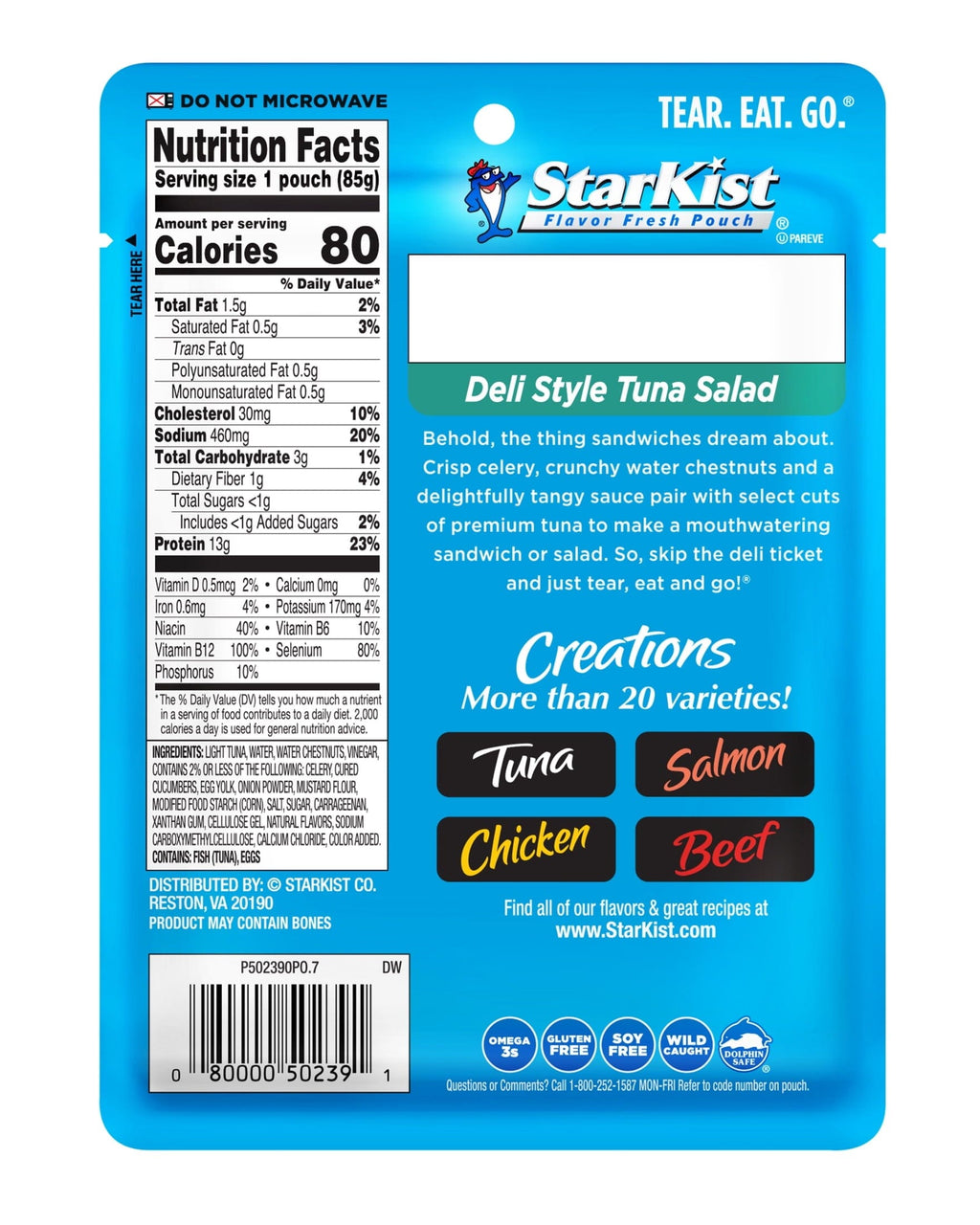 StarKist Tuna Creations, Deli Style Tuna Salad, 3 oz Pouch