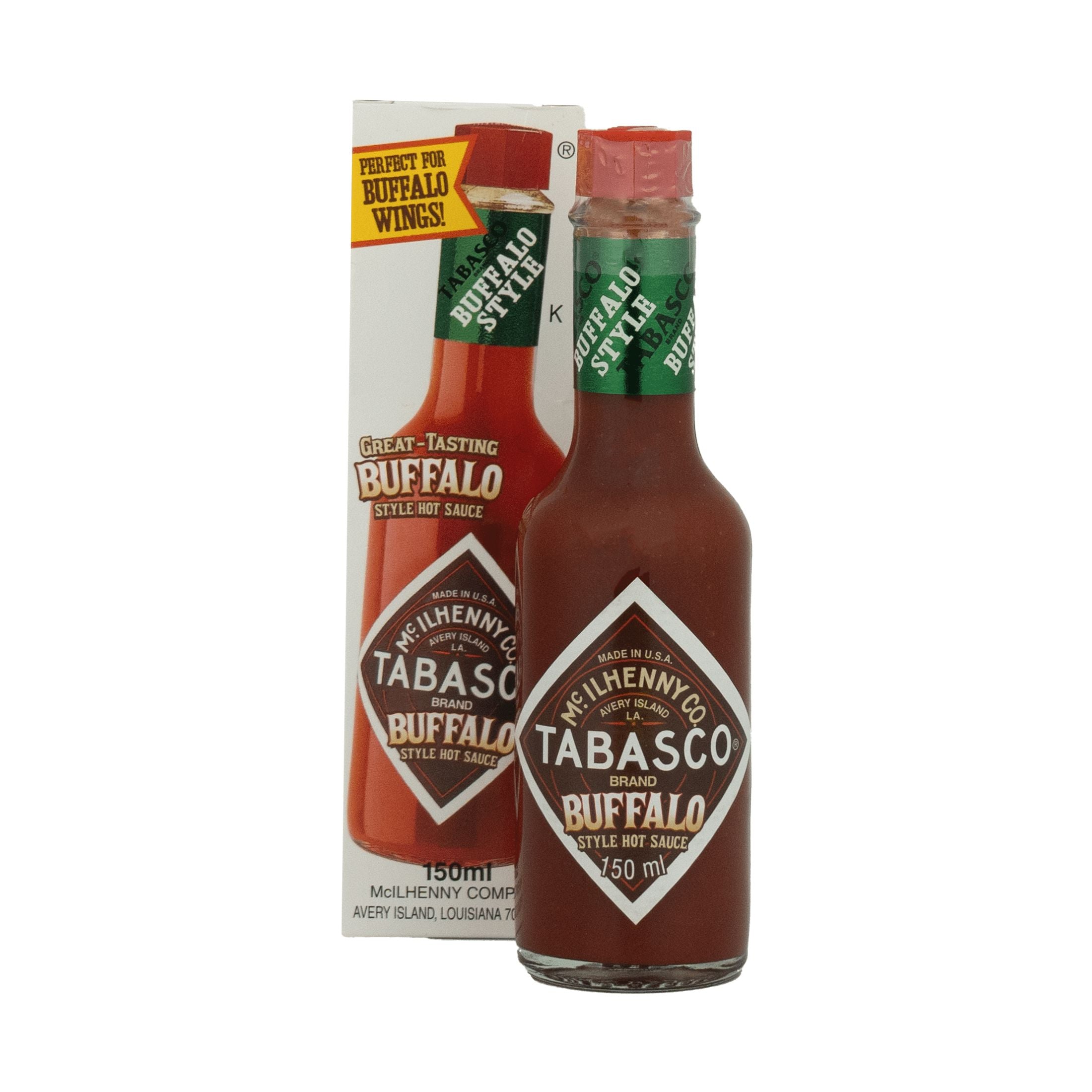 Tabasco Buffalo Style Hot Sauce, 5oz, Good for Wings, Fish Free, Shelf Stable, Liquids, Glass Bottle