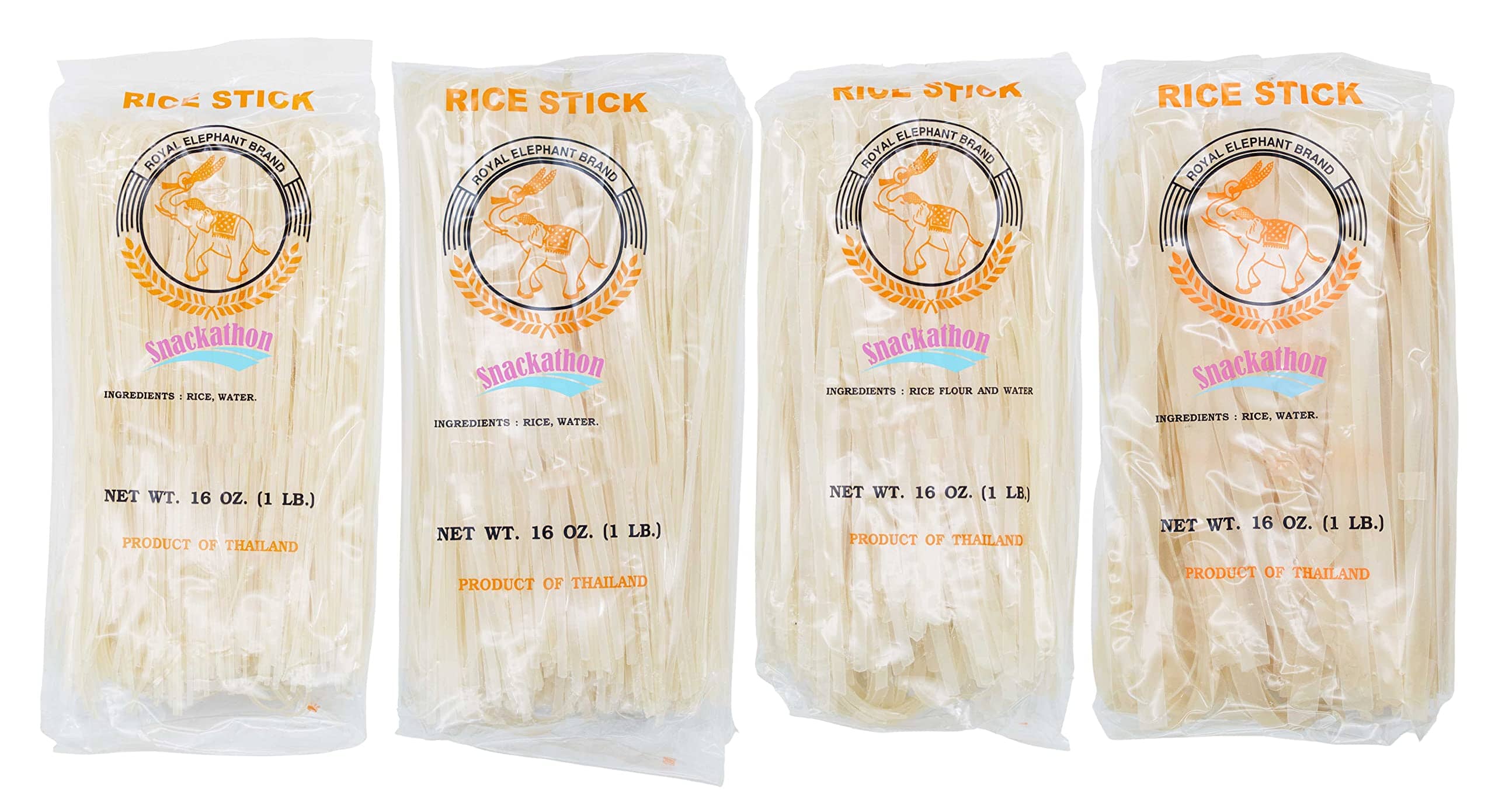 Pad Thai Rice Stick Noodles Variety Pack (1mm, 3mm, 5mm and 10mm Width), Pack of 4 (16 Ounce each)