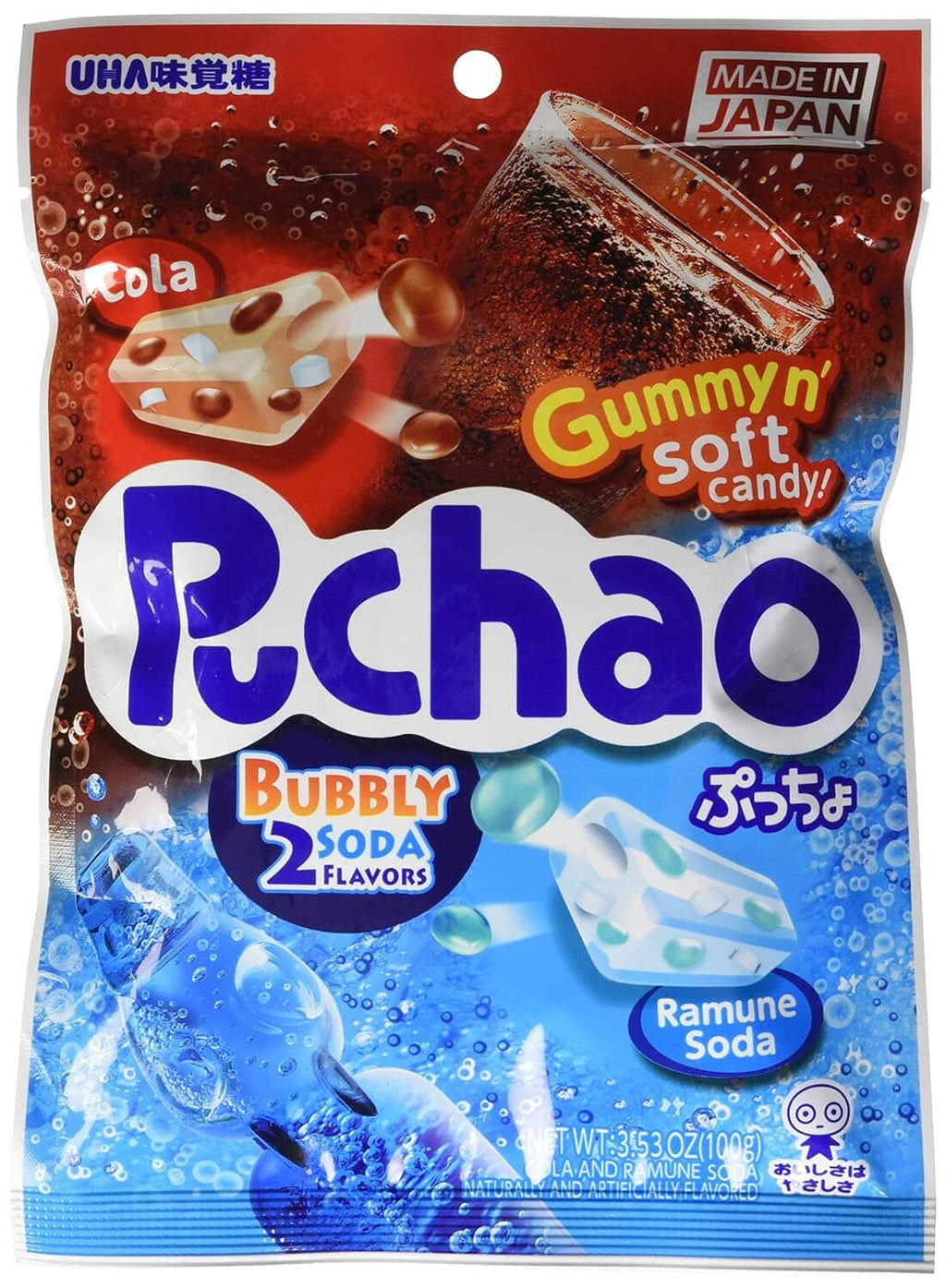 UHA Mikakuto Puchao Soft Candy with Gummy Bits, 3.53 oz