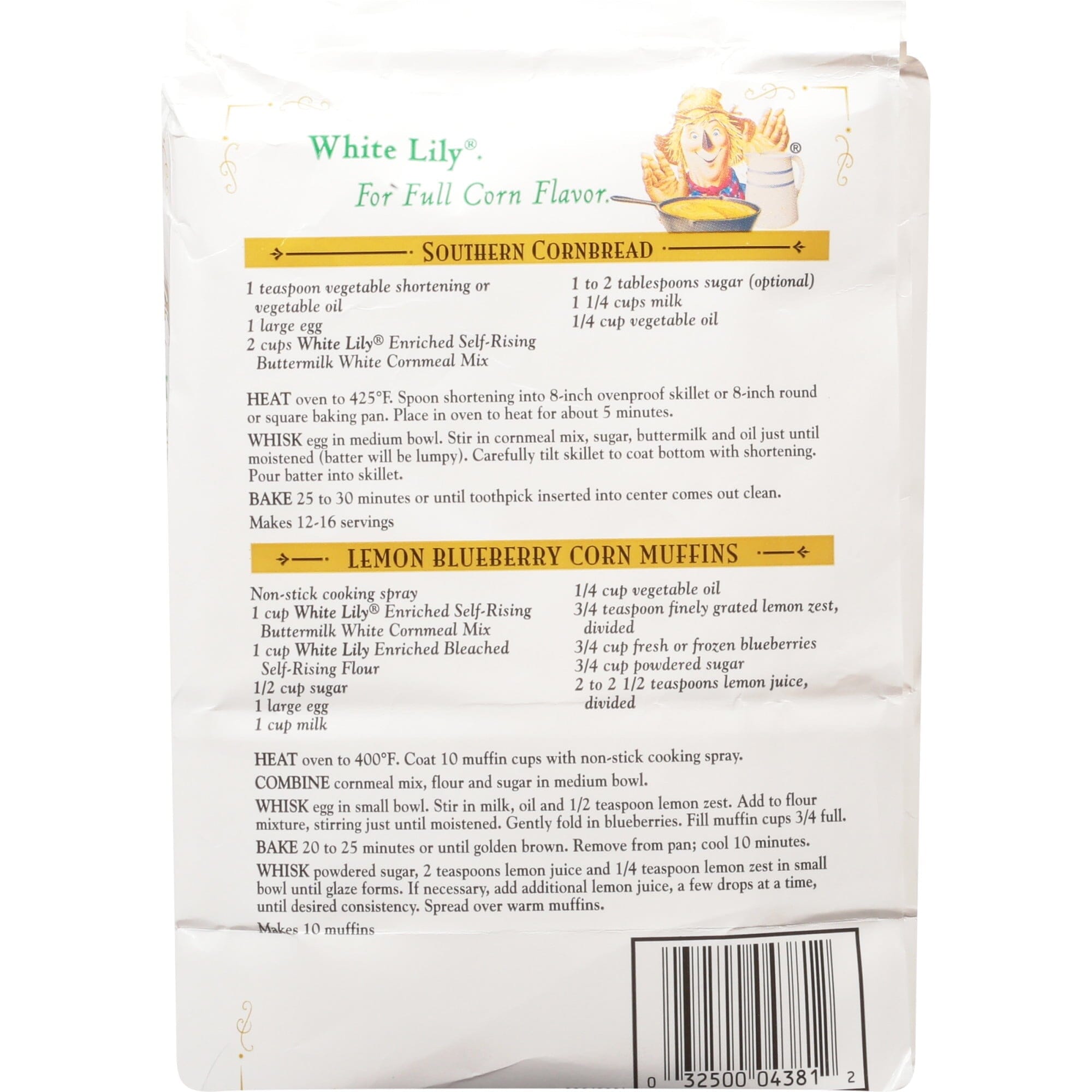 White Lily Self-Rising Buttermilk White Cornmeal Mix, 5 lb Bag
